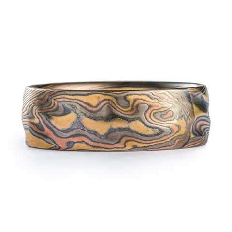 Manly Woodgrain Pattern Mokume Gane Ring