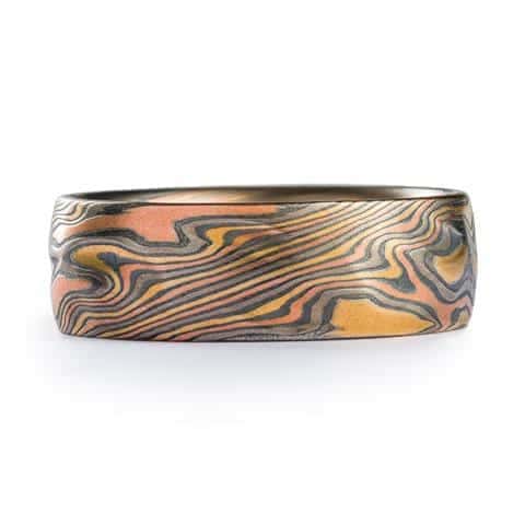 Manly Woodgrain Pattern Mokume Gane Ring - Image 3