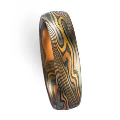 Mokume Gane Band in Colorful Gold Pallette - Image 4