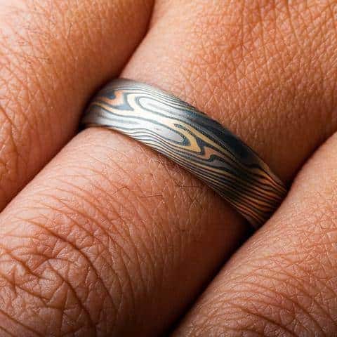 Mokume Gane Band in Colorful Gold Pallette - Image 5