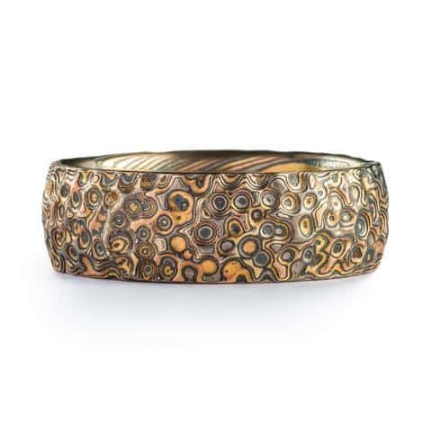 Mokume Gane Ring in Twist/Droplet Pattern with Hammered Finish - Image 3
