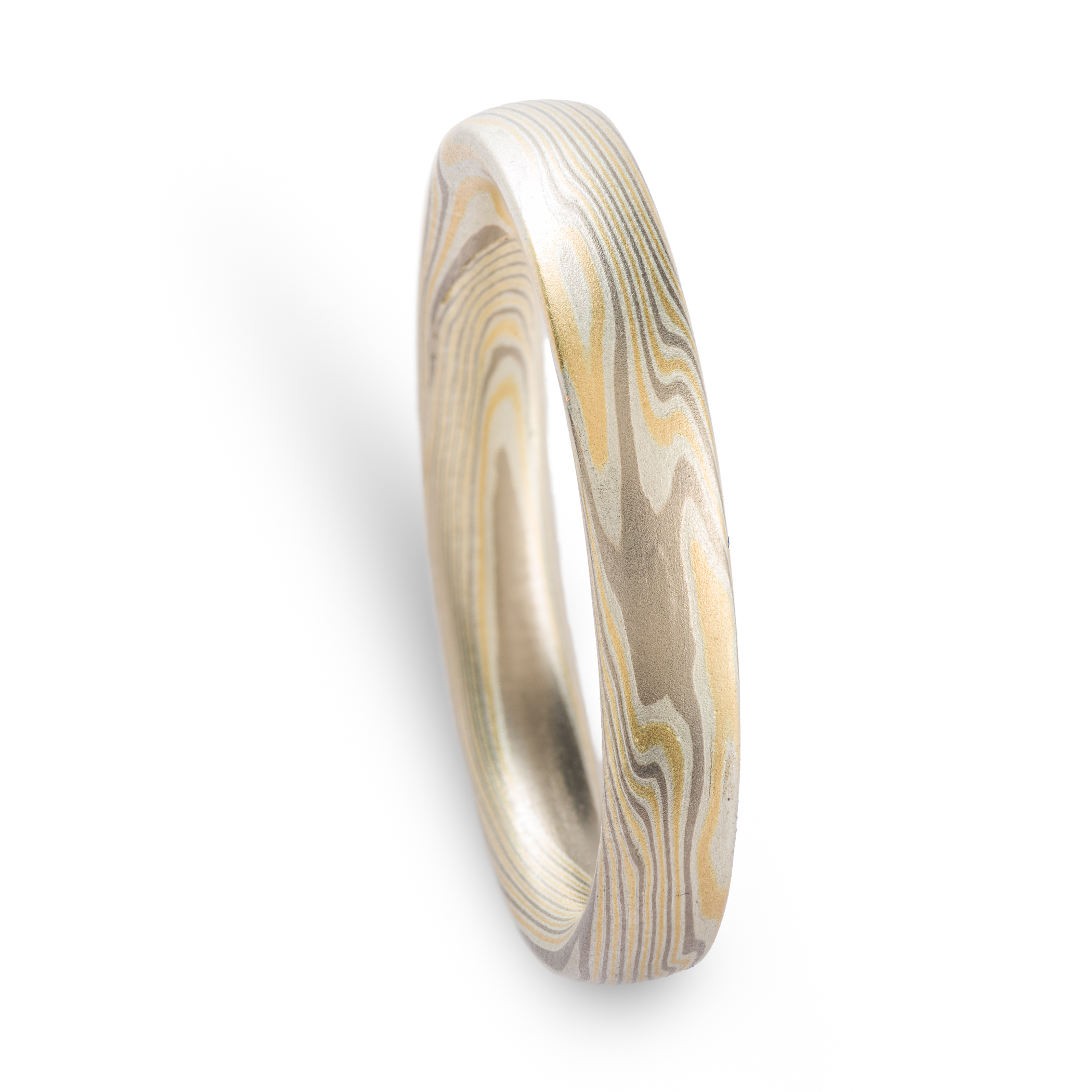 mokume gane mens ring or womens ring in precious metal