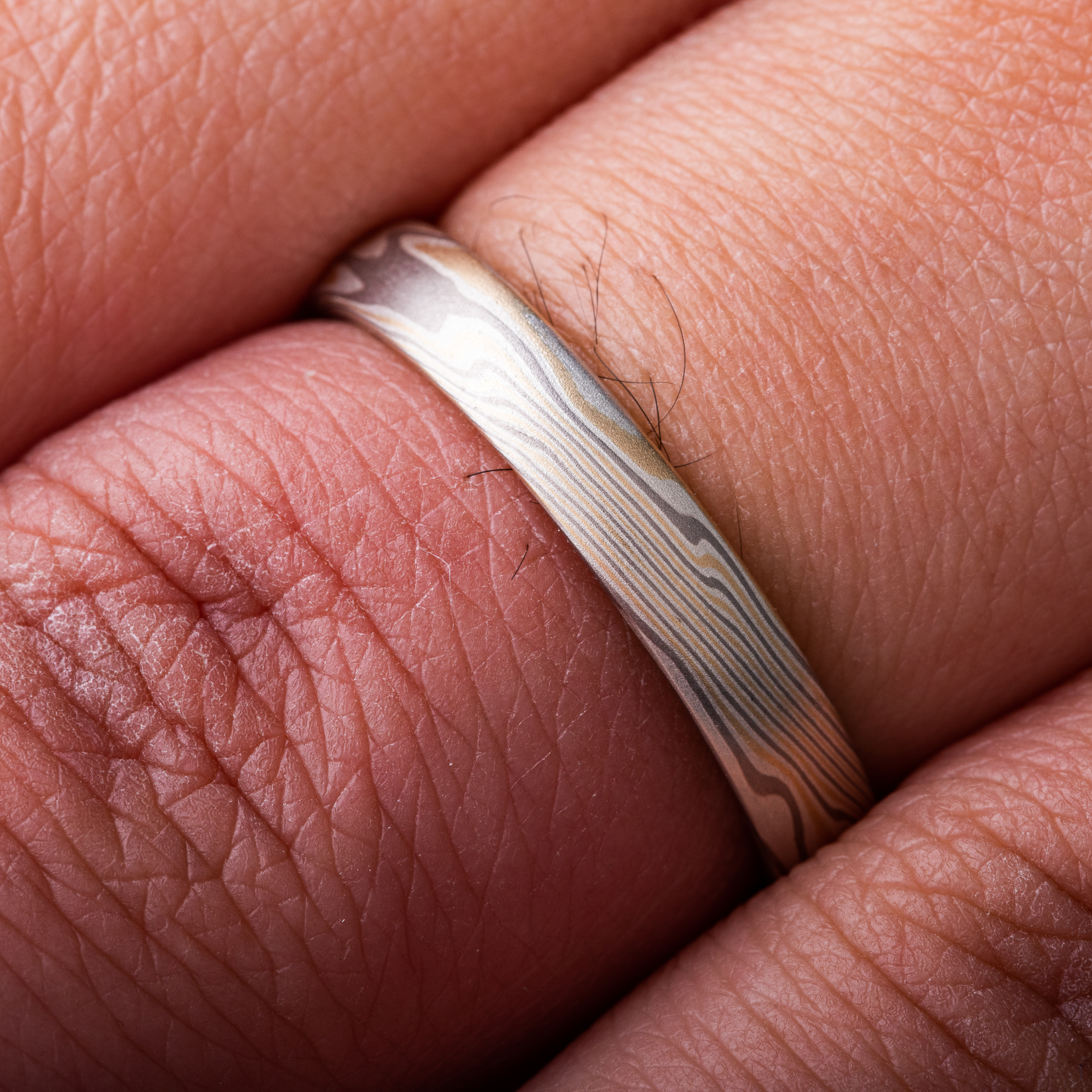 mokume gane mens ring or womens ring in precious metal