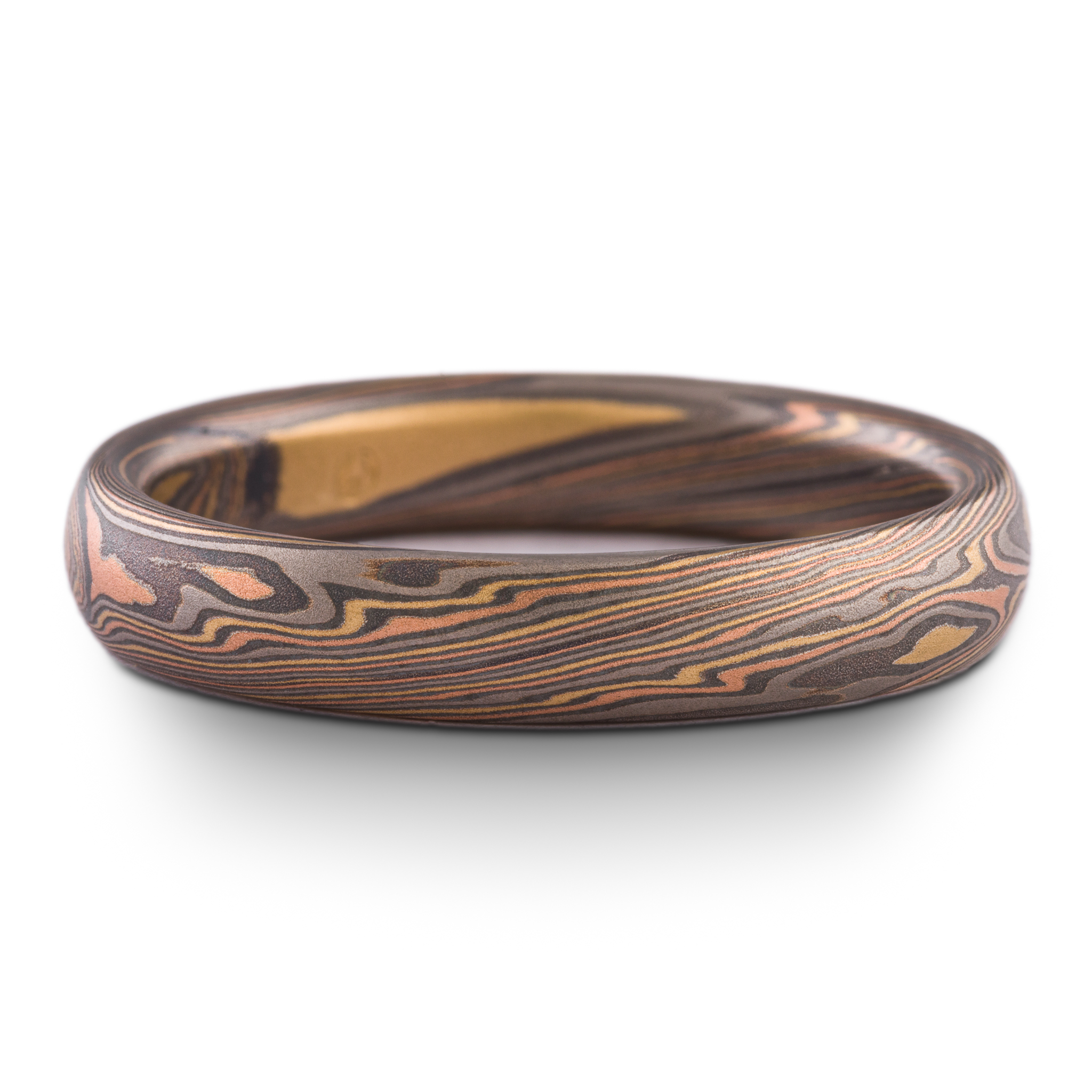 Artisan Mokume Ring Wedding Band in Twist Pattern - Image 2