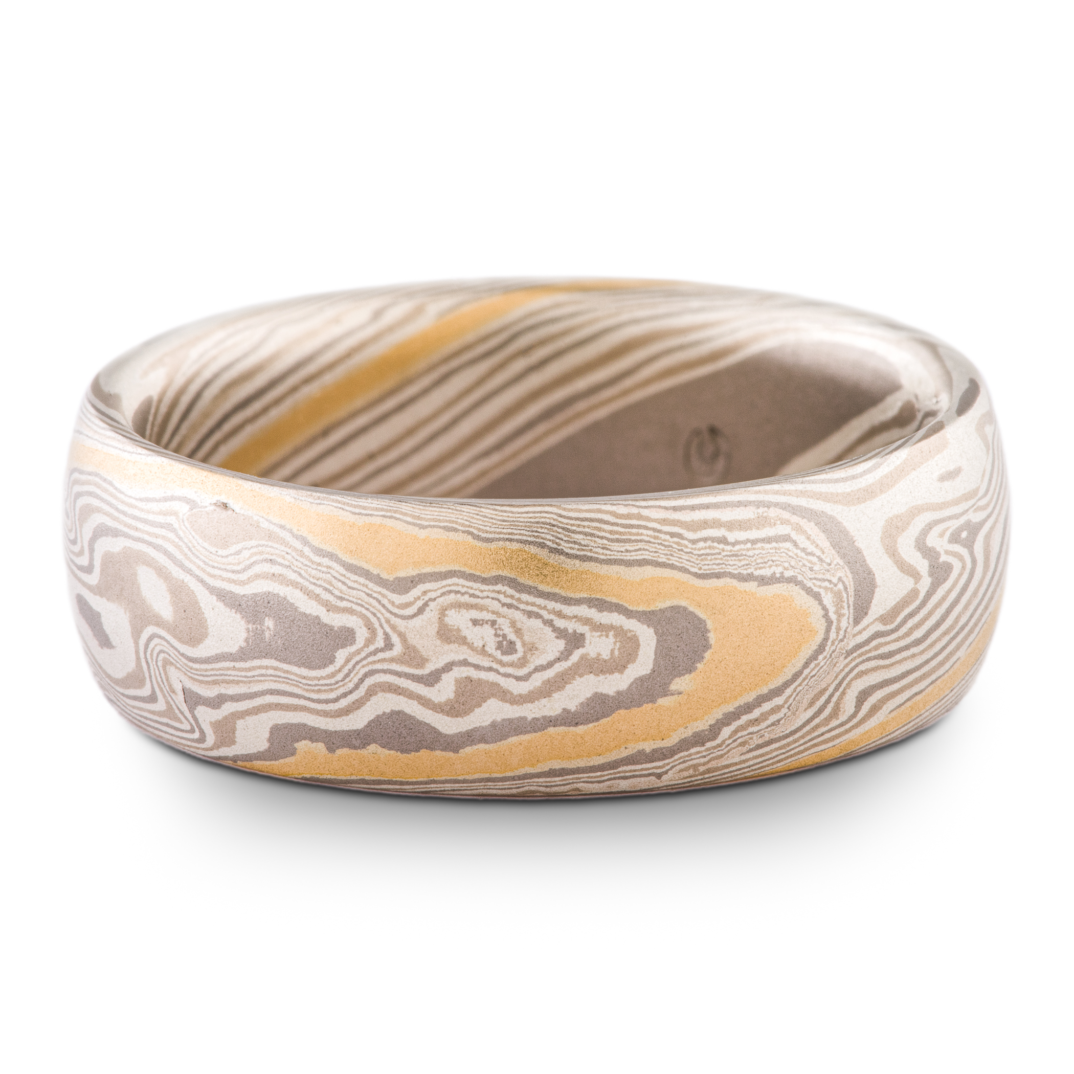 Elegant 18kt Gold Mokume Twist Wedding Ring - Image 3