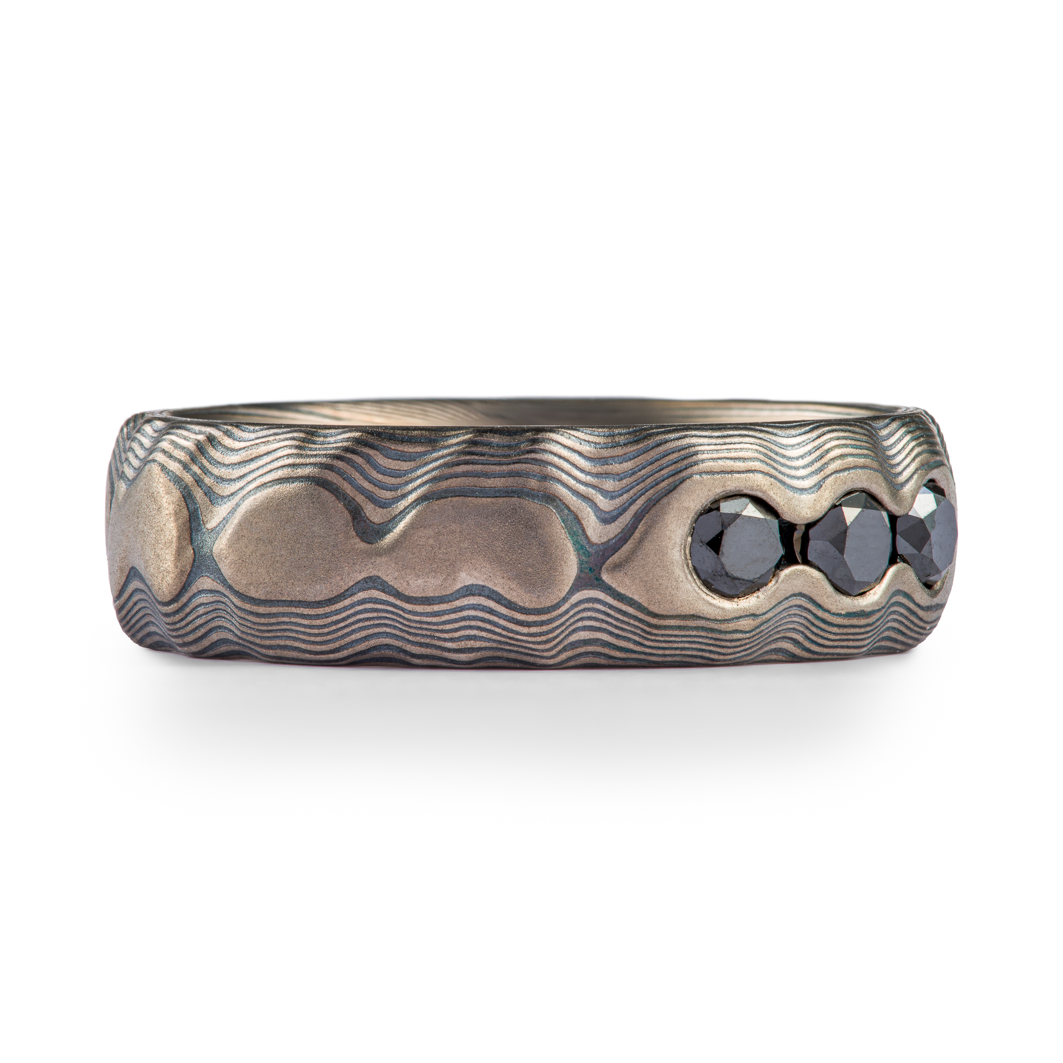 Black Diamond Mokume Guri Bori Ring - Image 2