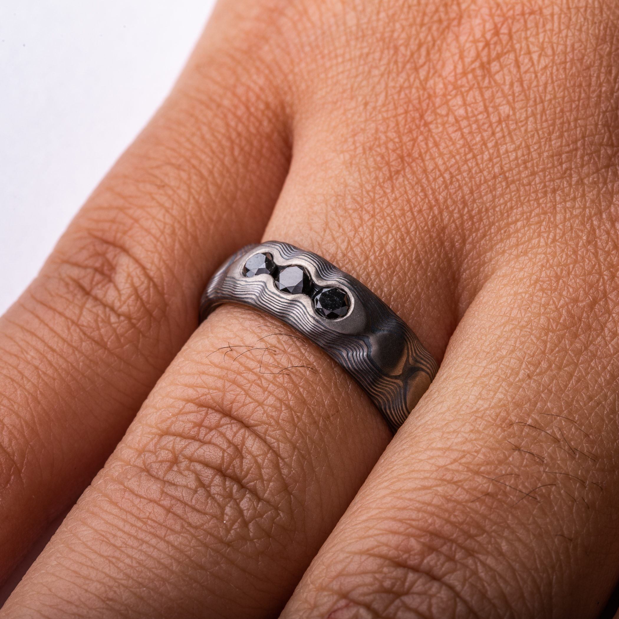 Black Diamond Mokume Guri Bori Ring - Image 5