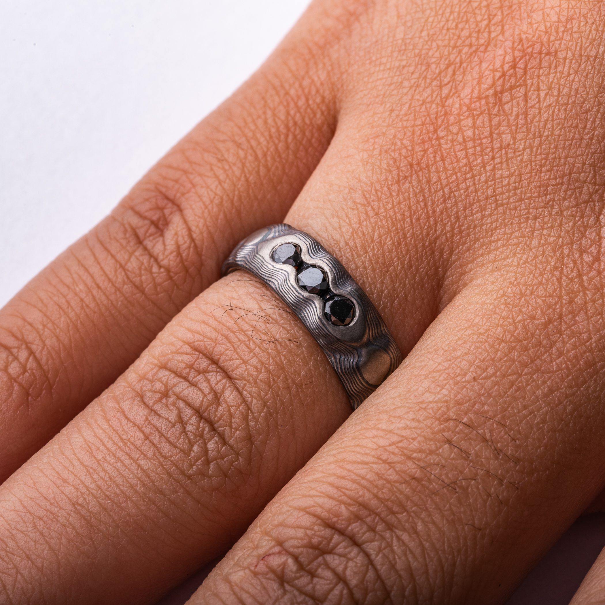 Black Diamond Mokume Guri Bori Ring - Image 6