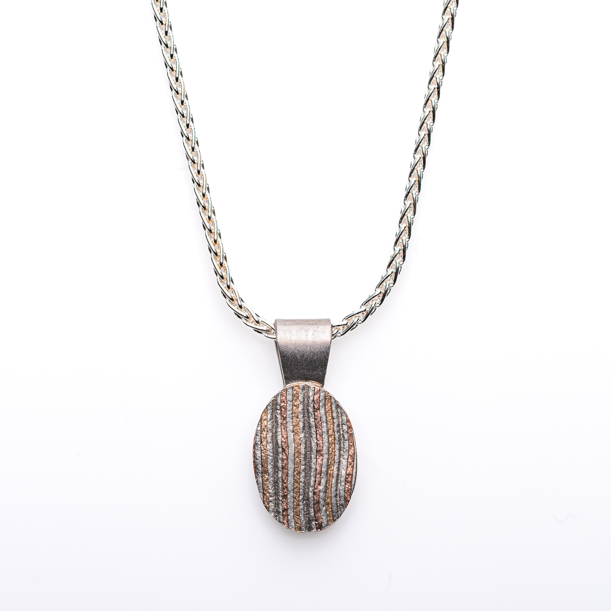 Golds and Palladium Mokume Gane Pendant